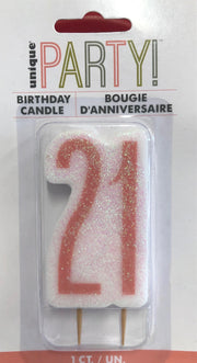 Candles - Single Number Glitter Rose Gold