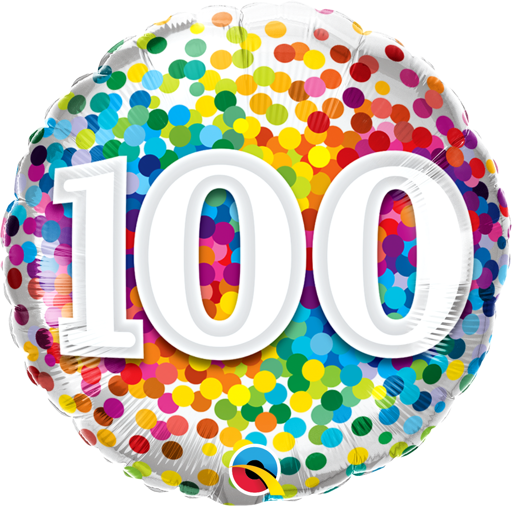 18" - 100 Rainbow Confetti