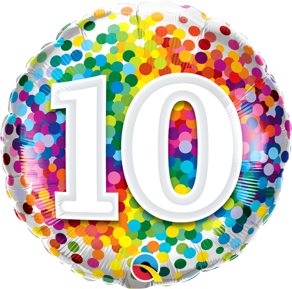 18" - 10 Rainbow Confetti