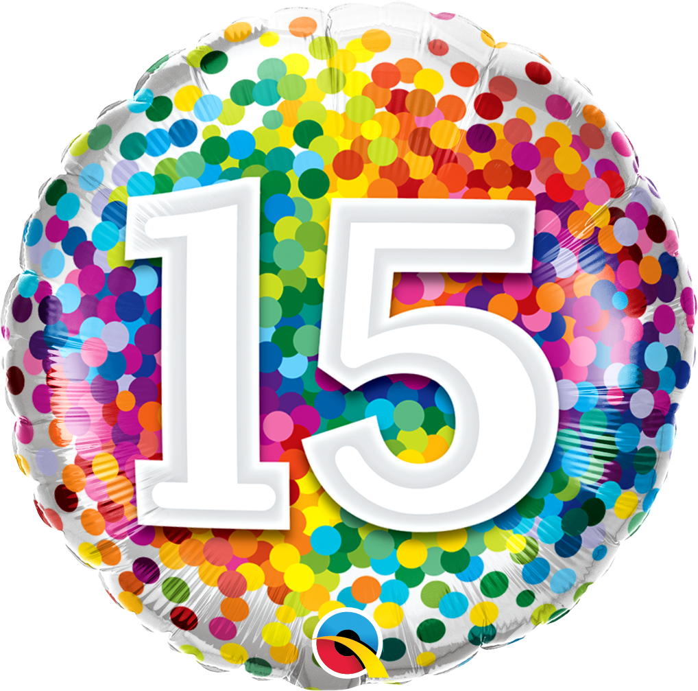 18" - 15 Rainbow Confetti