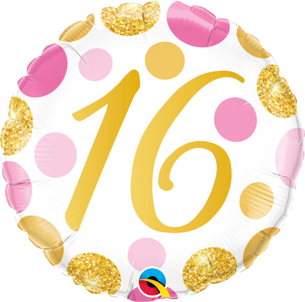 18" - 16 Pink & Gold Dots