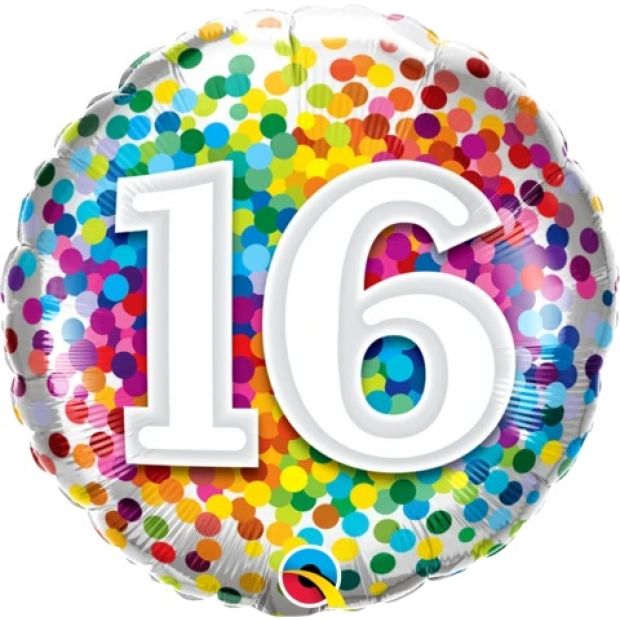 18" - 16 Rainbow Confetti
