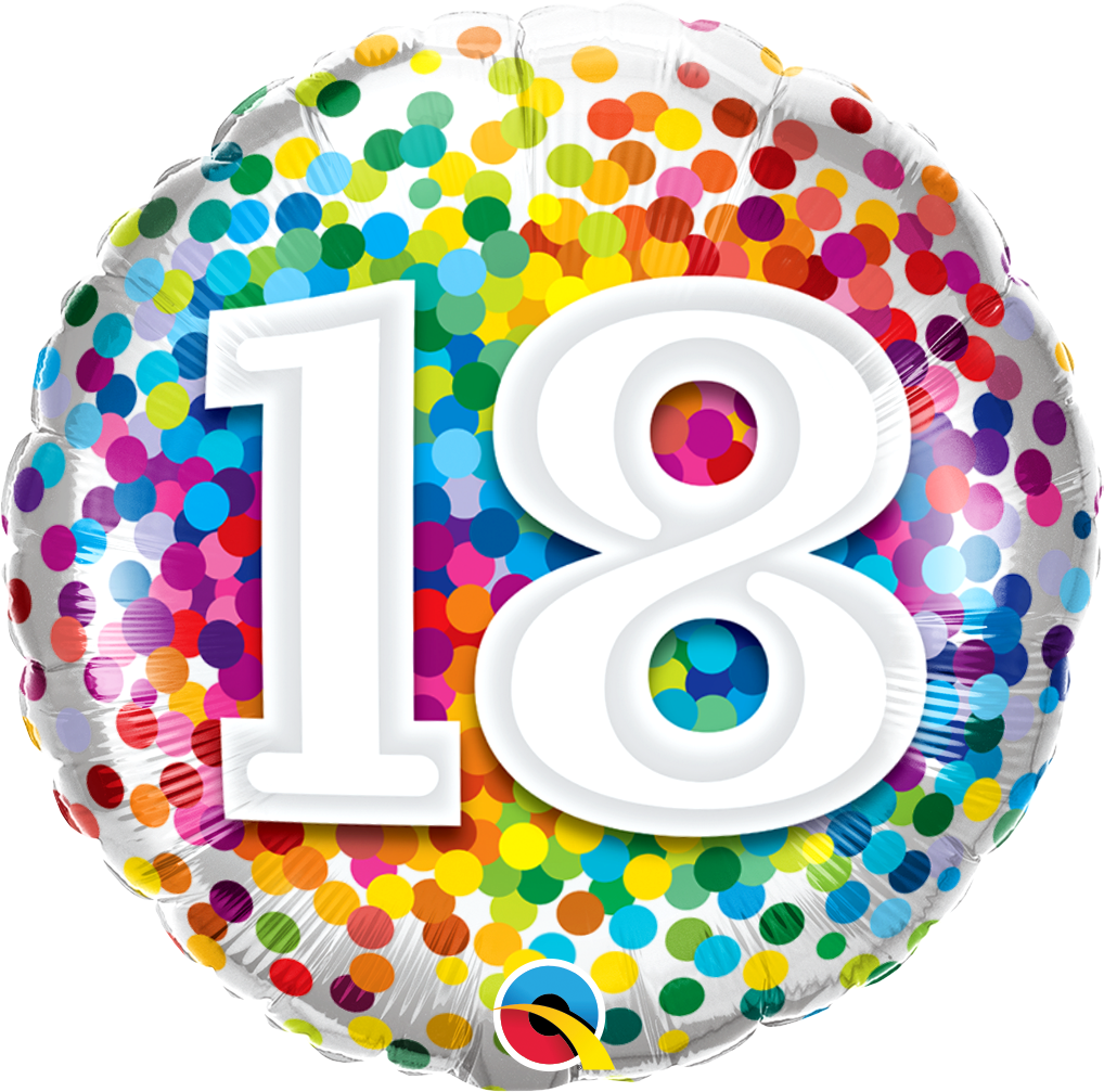 18" - 18 Rainbow Confetti