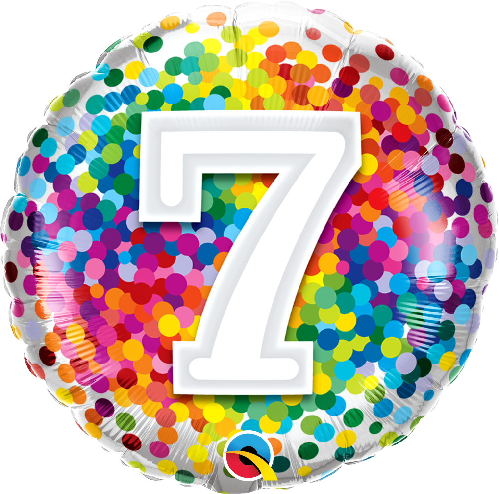 18" - 7 Rainbow Confetti