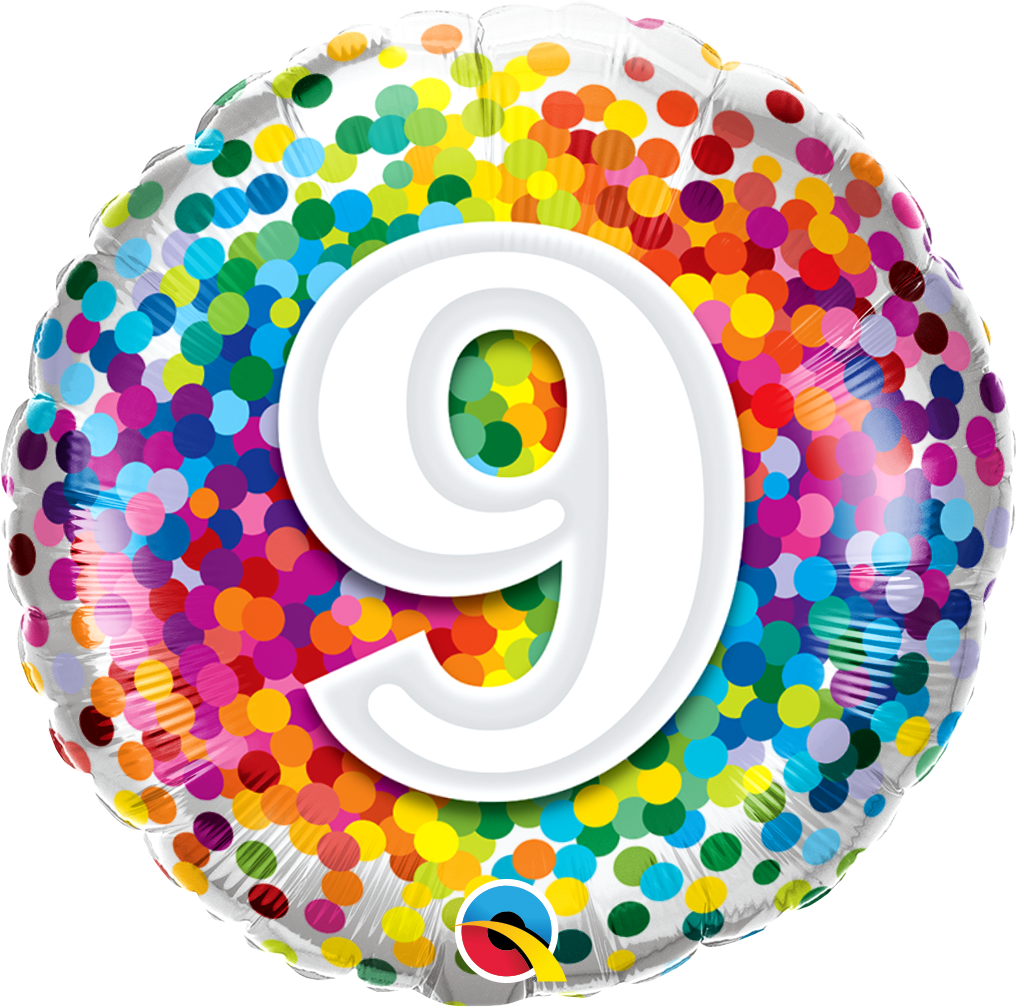18" - 9 Rainbow Confetti
