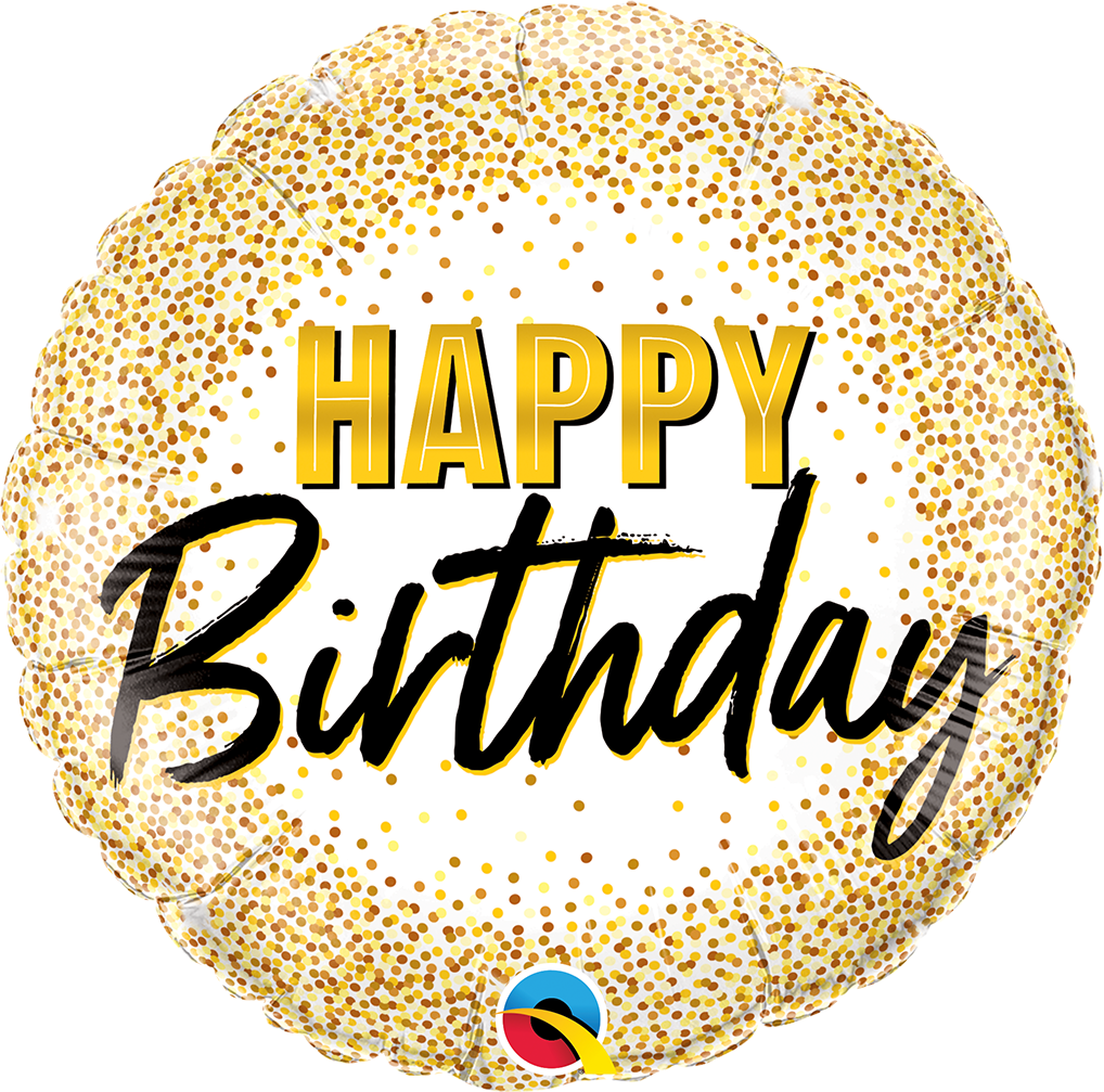 18" - Birthday Gold Glitter Dots