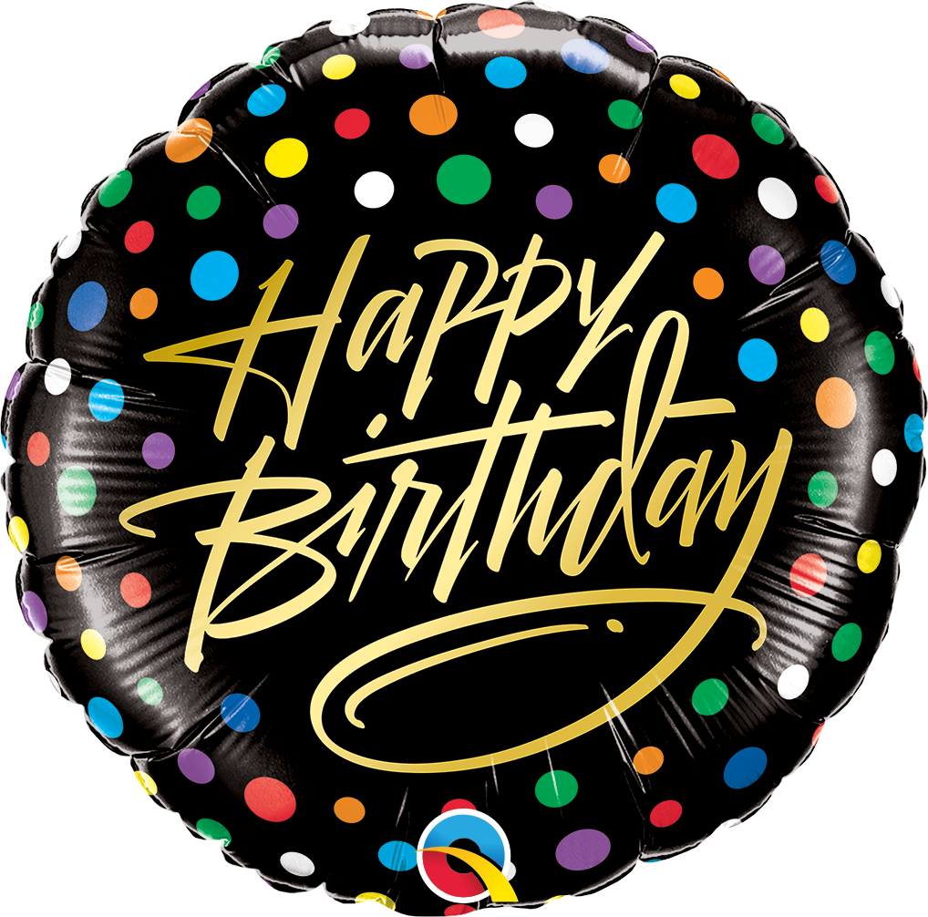 18" - Birthday Gold Script & Dots