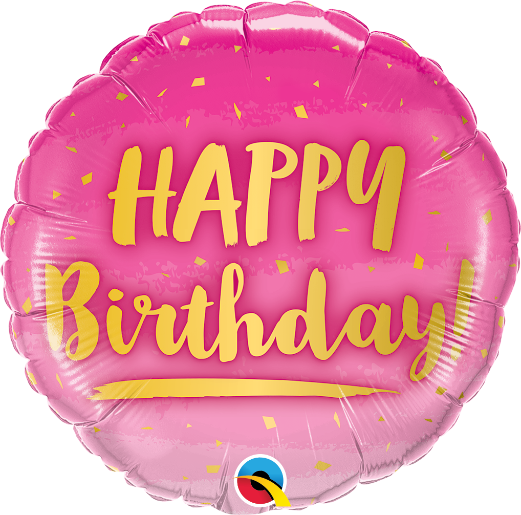 18" - Birthday Gold & Pink