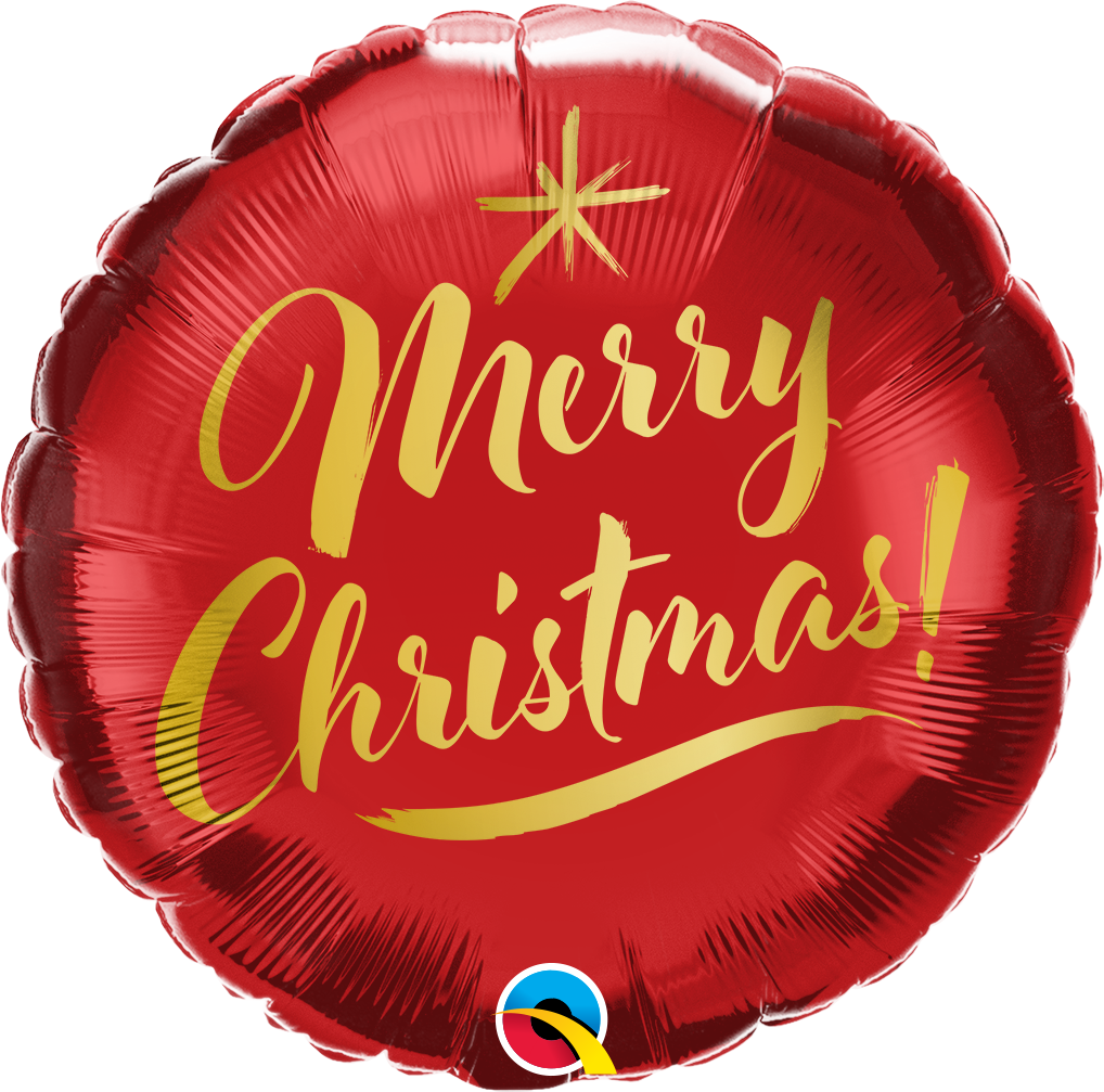 18" - Christmas Gold Script Red