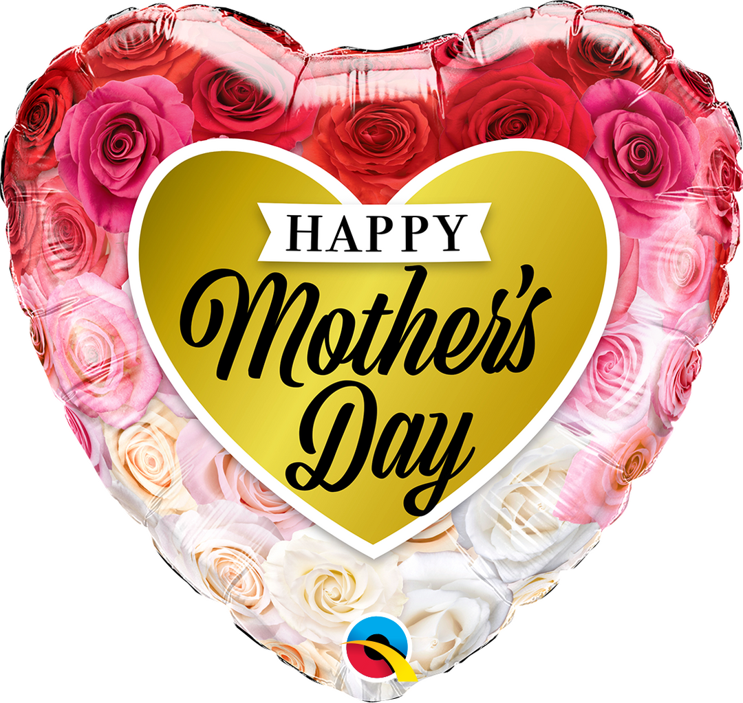 18" - Mother's Day Roses Gold Heart