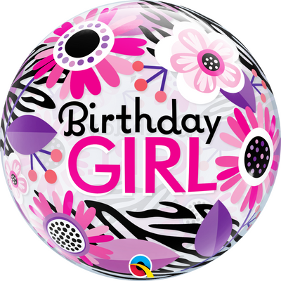 Bubble - Birthday Girl Floral Zebra Stripes