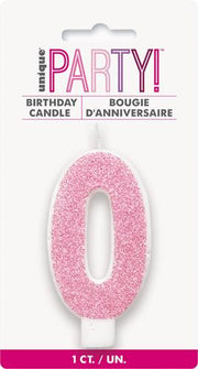 Candles - Single Number Glitter Pink