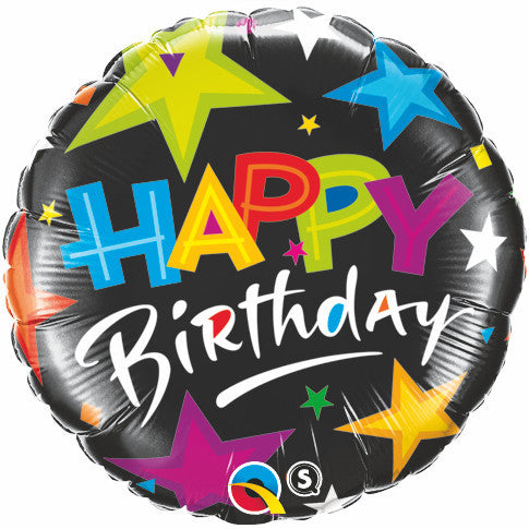18" - Birthday Brilliant Stars Black