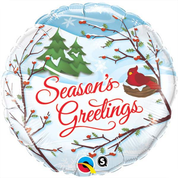 18" - Season's Greetings Christmas Red Bird