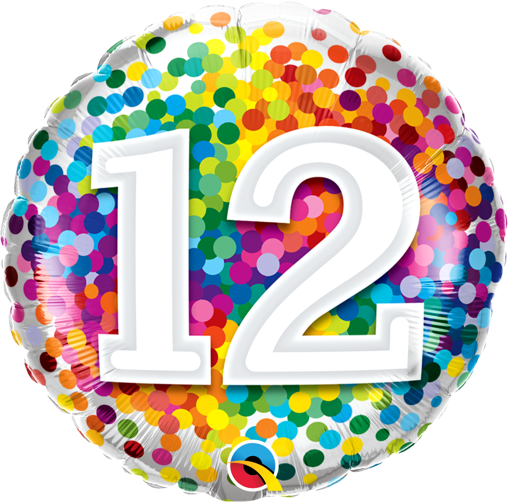 18" - 12 Rainbow Confetti