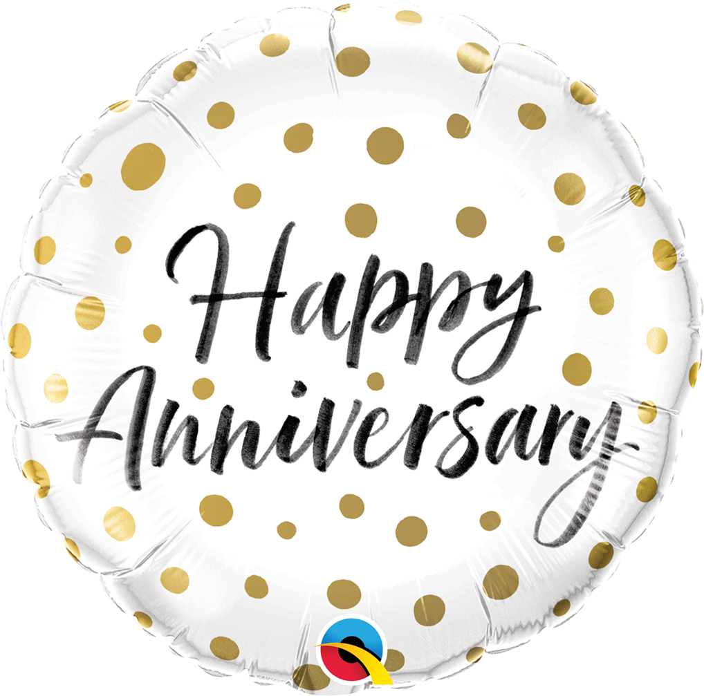18" - Happy Anniversary Gold Dots