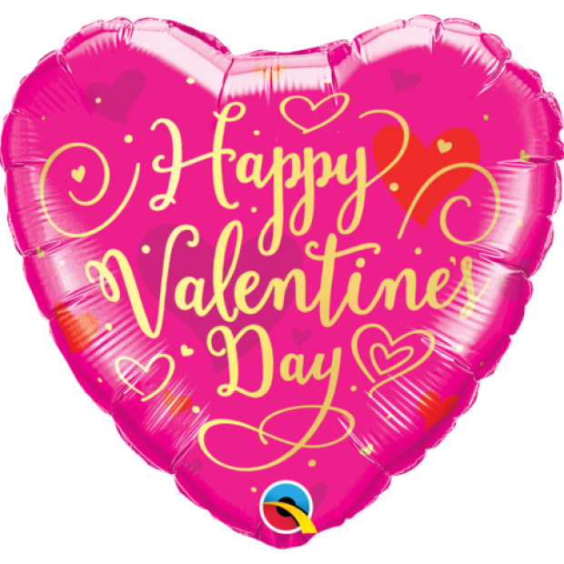 18" - Valentine's Day Heart Gold Script