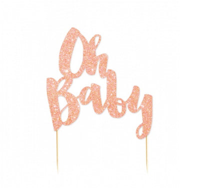 Cake Topper - Oh Baby Rose Gold
