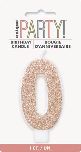 Candles - Single Number Glitter Rose Gold