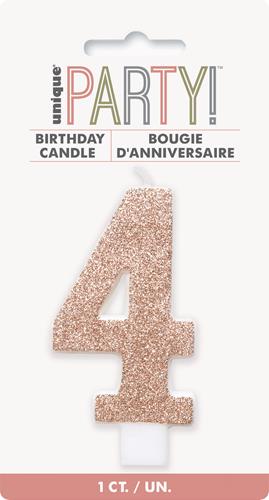 Candles - Single Number Glitter Rose Gold