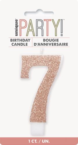 Candles - Single Number Glitter Rose Gold