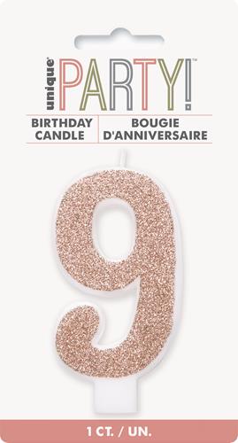 Candles - Single Number Glitter Rose Gold