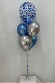 Cluster of 5 Balloons with 16" Confetti
