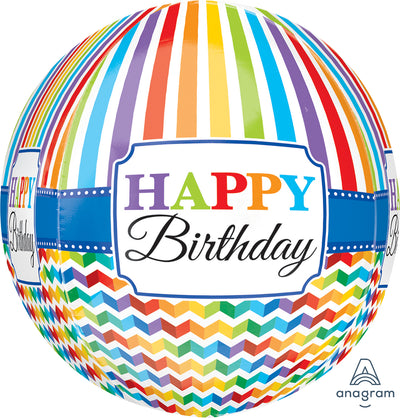 Orbz - Happy Birthday Bright Stripe & Chevron