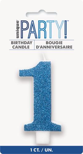 Candles - Single Number Glitter Blue