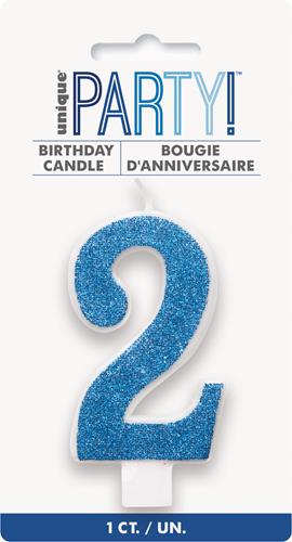 Candles - Single Number Glitter Blue
