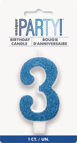 Candles - Single Number Glitter Blue