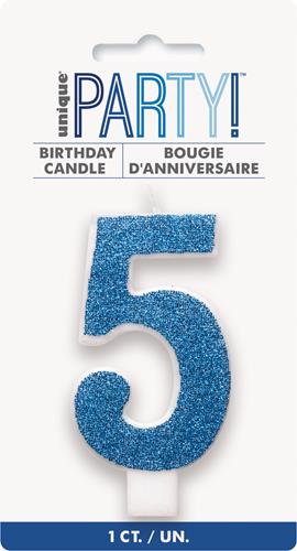 Candles - Single Number Glitter Blue