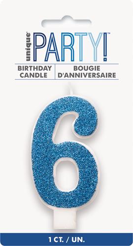 Candles - Single Number Glitter Blue