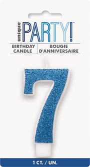 Candles - Single Number Glitter Blue