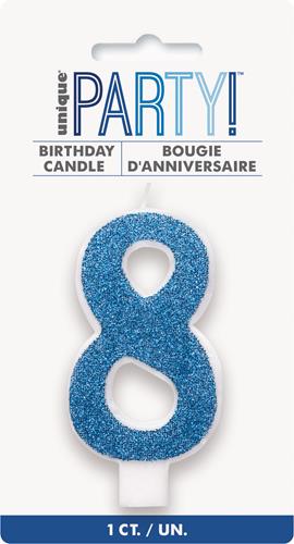Candles - Single Number Glitter Blue