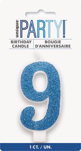 Candles - Single Number Glitter Blue