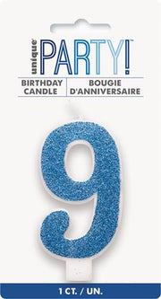 Candles - Single Number Glitter Blue